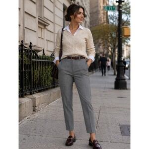 Banana Republic Sloan Petite 2P Green Basketweave Slim Ankle Dress Pant Trousers